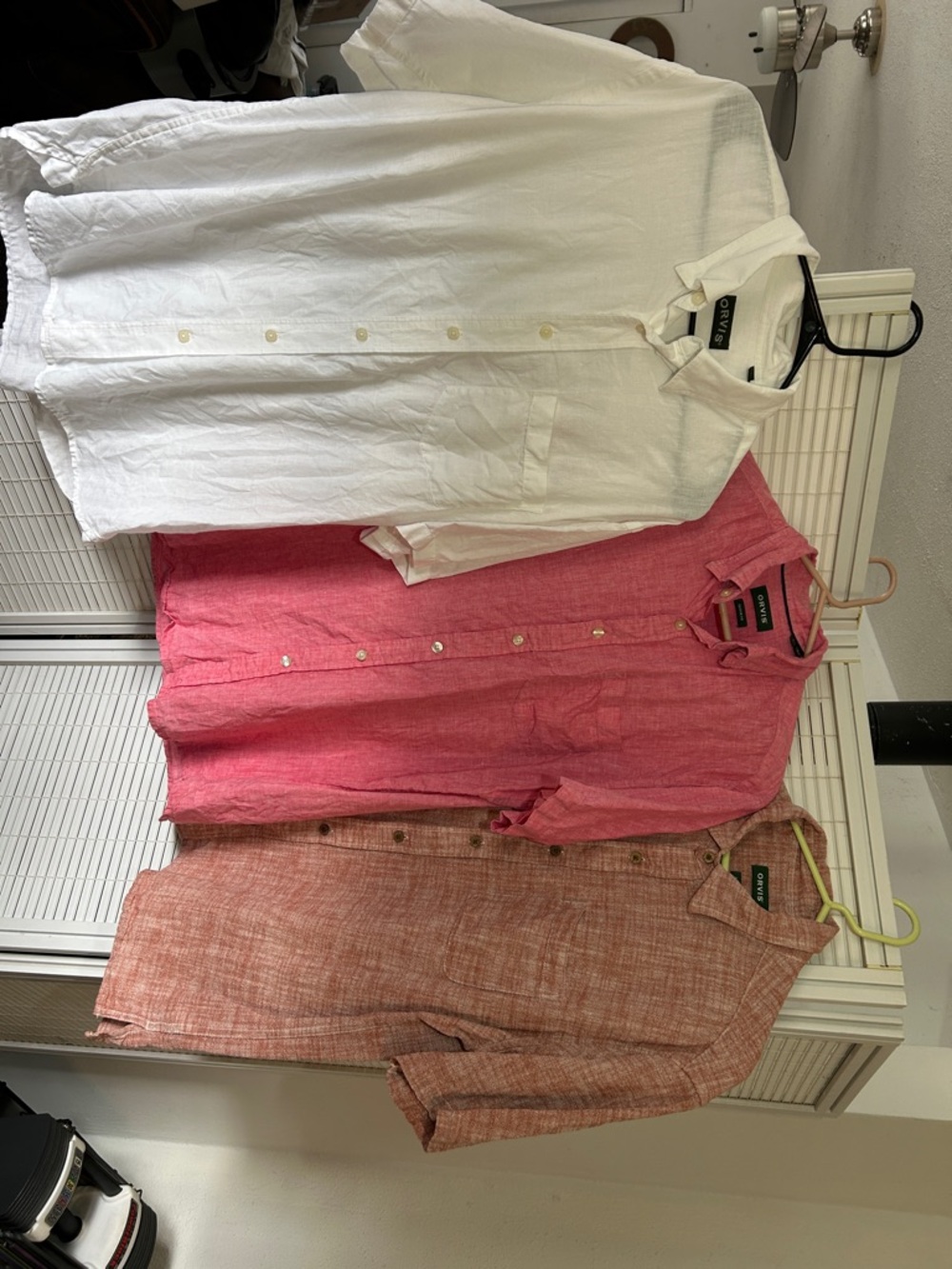 Orvis White, Pink and Coral Casual Button-Down Shirts - 3 Pack